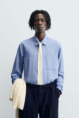 CREASED-EFFECT STRIPED FLOWING SHIRT - Zara фото 11