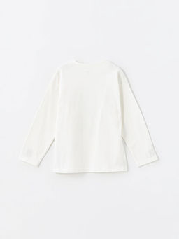 Bisiklet Yaka Uzun Kollu Bask?l? K?z Bebek Ti??rt - Waikiki фото 3