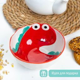 Миска керамическая Дино, 350 мл, d=12,5 см, цвет красный