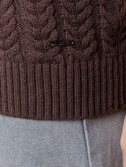 Джемпер фактурной вязки из хлопка с кашемиром