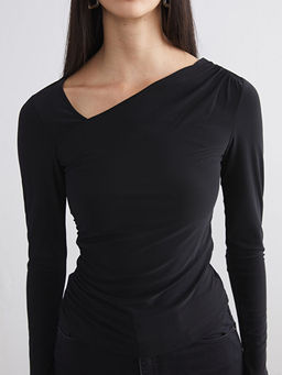 Asimetrik Yaka B?zg?l? Bluz