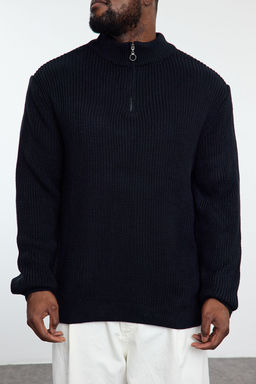 TRENDYOL MAN Bordo Regular Yar?m Bal?kc? Yaka Duz Triko Buyuk Beden Kazak TMNAW24AN00008 - Trendyolmilla фото 3