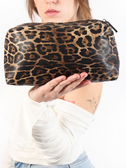 LACCOMA косметичка Лолита-леопард коричневый эко кожа хлопок  фото 7