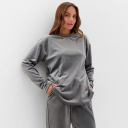 Костюм женский (свитшот, брюки) KAFTAN Plushy, размер 52-54, серый