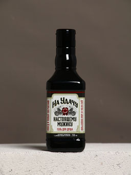 Подарочный набор На удачу, гель для душа во флаконе виски, чёрный и мочалка лента, Чистое счастье  фото 4