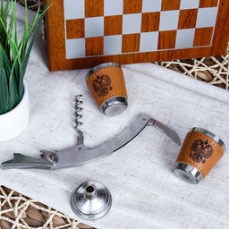 Фляжка 200 мл с шахматами + 2 стопки 25 мл, открывашка, воронка / FL-181 /уп 20/ - Галеонтрейд фото 19