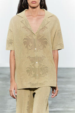 OVERSIZE JACQUARD KNIT POLO SHIRT - Zara фото 2