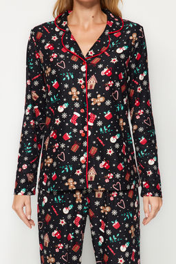 Siyah Yumusak Hissiyatl? Y?lbas? Temal? Orme Pijama Tak?m? THMAW24PT00051 - Trendyolmilla фото 8