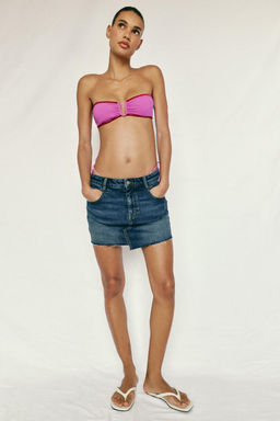 FALDA PANTAL?N Z1975 DENIM BAJO SIN COSTURAS / Azul
