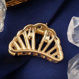 Цена за 6 шт. Крабик для волос «Маргарита», дуга полоски, 2.5 см, золото