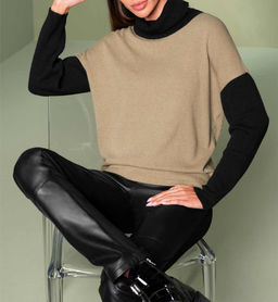 Пуловер, бежево-черный