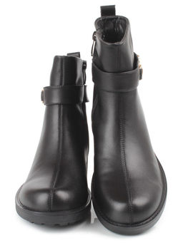 01-5575-1 BLACK Ботинки демисезонные женские (натуральная кожа, натуральная байка)