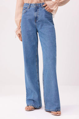 Buz Mavisi Yuksek Bel %100 Pamuk Wide Leg Jeans TWOSS26JE00204 - Trendyolmilla фото 7