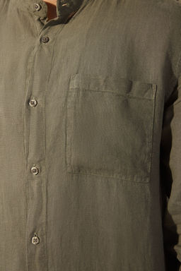 Trendyolmilla Man Haki Limited Edition %100 Keten Oversize Fit Gomlek TMNSS25GO00058  фото 3