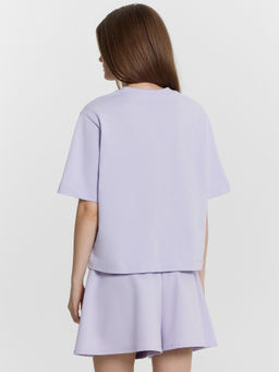 Футболка женская лавандовая с принтом и надписью Purebred club - Mark formelle фото 2