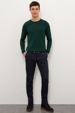 U. S. Polo Assn / Мужской зеленый трикотажный свитер с круглым вырезом Basic - U.s. polo assn фото 4