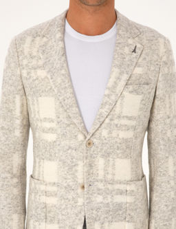 Beyaz Slim Fit Y_n Kar___ml_ Flanel Ceket - Cacharel фото 7