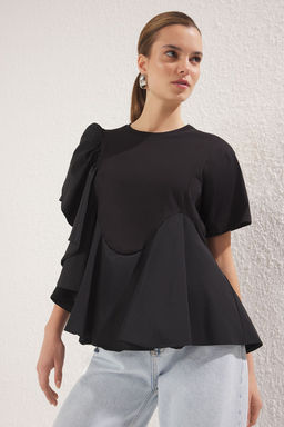 Fusya Poplin F?rf?r Detayl? Regular/Normal Kesim Orme Bluz TWOSS25BZ00008 - Trendyolmilla фото 9