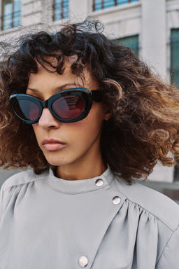 VESTIDO CORTO EFECTO PIEL CINTUR?N / Azul - Zara фото 7