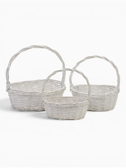 Набор корзин 3 шт ИВА  36x28x13 31x23x12 25x18x10 см ручка h=26/23/20см белый  (10296383)