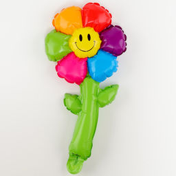 Цена за 5 шт. Шар воздушный полимерный 16" «Цветик семицветик со стебельком»