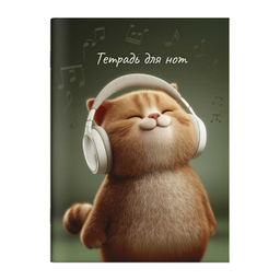 Тетрадь для нот 32 л. арт. 73250 КОТ-МЕЛОМАН /А4, белый офсет, мягкий переплёт (2 скобы), облож.- ме