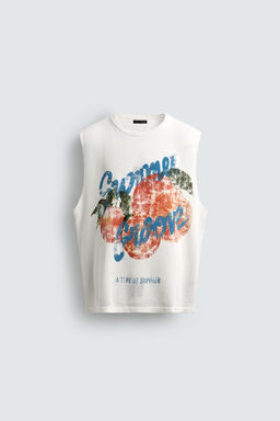 CAMISETA TANK PUNTO LAVADO ESTAMPADO / Blanco - Zara фото 7