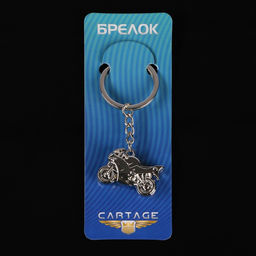 Цена за 2 шт. Брелок автомобильный для ключей Cartage, мотоцикл, металл, темный хром