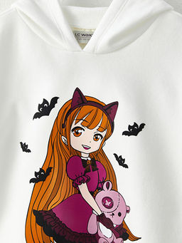 Kap??onlu Bask?l? Uzun Kollu K?z ?ocuk Sweatshirt - Waikiki фото 2