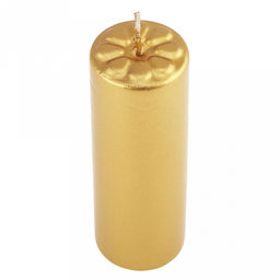 Свеча "Цилиндр" д4см, h12см, парафин, с декором, "Лепесточки", время горения 18 часов, золото (Россия)