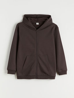 Kap??onlu Erkek ?ocuk Kal?n Fermuarl? Sweatshirt