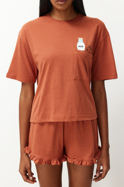 Trendyolmilla Pembe F?rf?rl? Bask?l? Sortlu Orme Pijama Tak?m? THMSS22PT0422  фото 32