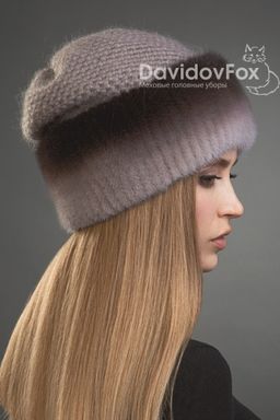 Шапка Камелия норка трикотаж капучино градэ