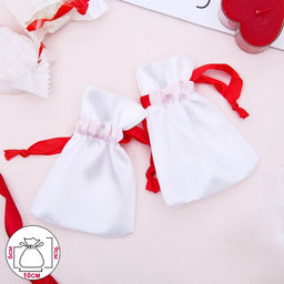 Цена за 50 шт. Мешочек подарочный атласный, 7×9 см, белый, красный