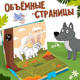 Книжка-панорамка 3D Лесные зверята, 12 стр., Синий трактор  фото 2