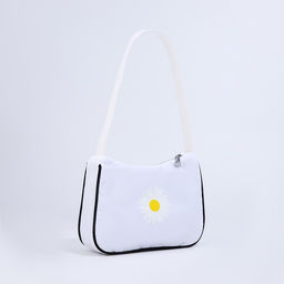 Сумка молодёжная на молнии, с принтом, 24?6.5?17 см, белая