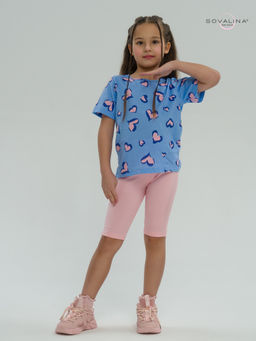 Костюм Актив розовые сердечки на голубом-розовый - Sovalina фото 3