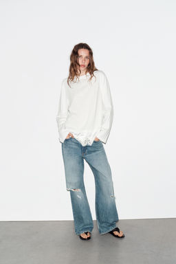 CAMISETA COMBINADA ENCAJE / Blanco