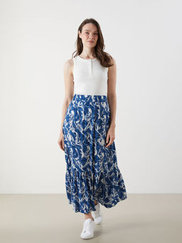 Beli Lastikli Desenli A Kesim Etek