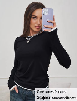 K12903 Лонгслив (хлопок) ЧЕРНЫЙ