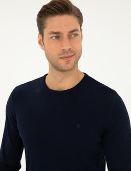 Lacivert Slim Fit Bisiklet Yaka Basic Triko Kazak - Pierre cardin фото 2