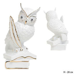 Статуэтка Сова на книгах 28 см / W3356 /уп 18/белая