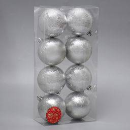 Ёлочные игрушки Элла, шары новогодние, d=8 см, набор 8 шт., серебро - Зимнее волшебство фото 2
