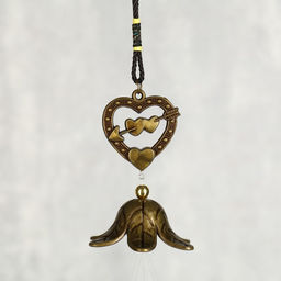 Музыка ветра «Двойное сердце со стрелой», металл, 4 трубочки, 56 см