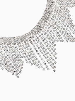 Набор 2 пред-а: серьги, колье со стразами "Лёд" сталактит, d=13,5см, цвет белый в серебре