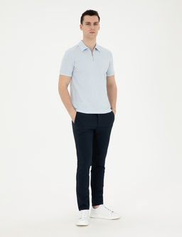 Lacivert Slim Fit Gofre Ba_c_kl_ Kanvas Pantolon