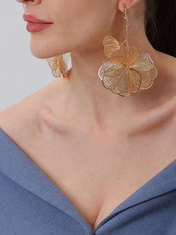 Серьги металл «Цветок» веточка, цвет золото