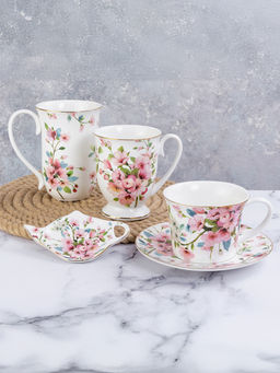 Чайная пара 2 пр. 450 мл 14*11*8,5 см "Яблоневый цвет на белом" NEW BONE CHINA