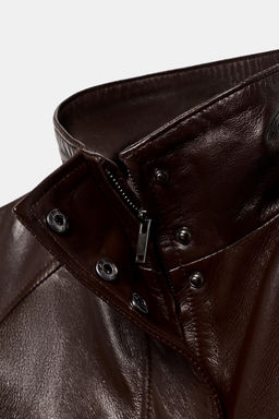 CHAQUETA BOMBER PIEL 100% ZW COLLECTION / Marr?n - Zara фото 9