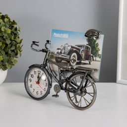 Фоторамка для фото 10×15 см с часами «Велосипед», пластик, 18×22 см